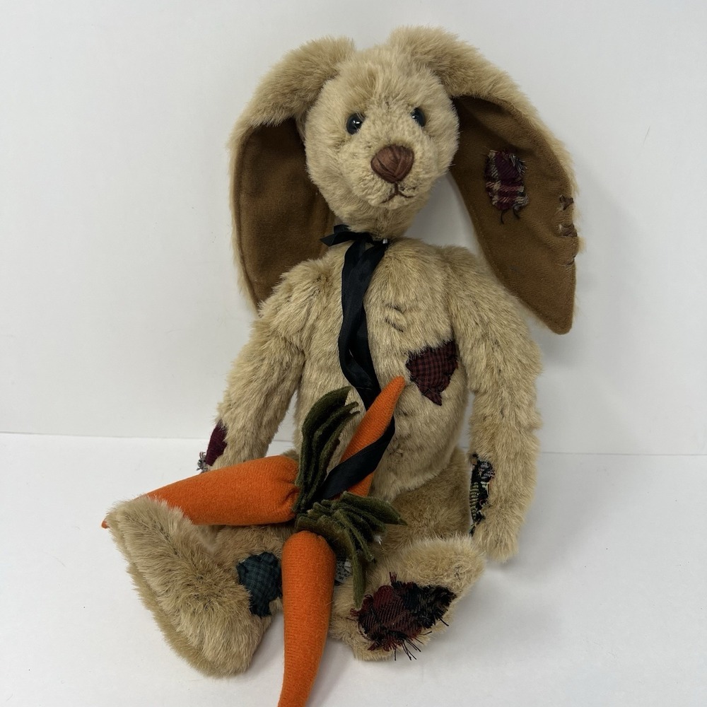 Ganz Cottage Collectibles Patches Bunny 13" Jointed Plush Rabbit w/ Carrots 1996